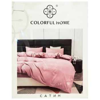 Colorful Home Family Satin Embroidery Bed Set 160*210/220*240/50*70 2pcs