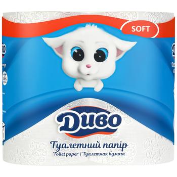 Туалетная бумага Диво Soft 2-слойная белая целлюлозная 4шт