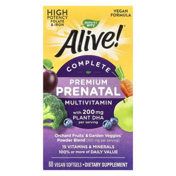 Мультивитамины и минералы для беременных Nature's Way Alive! Complete Premium Prenatal 60 гелевых капсул - купить, цены на Biotus - фото 2