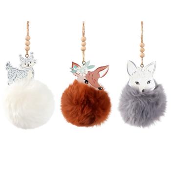 Подвеска Actuel Звери дерево/мех 10см в ассортименте