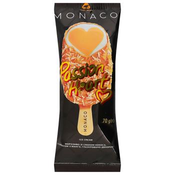 Морозиво Три Ведмеді Monaco Passion Heart Кокос-Манго в глазурі 70г - купити, ціни на КОСМОС - фото 1