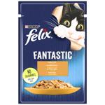 Корм влажный Felix Fantastic с индейкой для взрослых кошек 85г