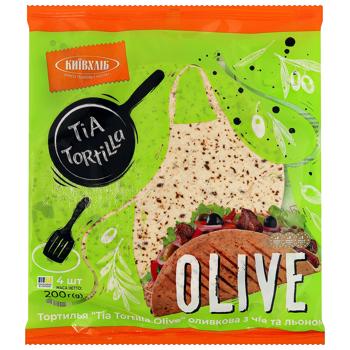 Kyivkhlib Tia Tortilla Olive Tortilla with Chia and Flax 200g