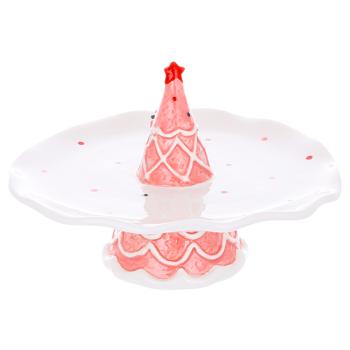 Bona Di Christmas Tree Ceramic Cake Stand 21.4x13.4cm Pink with White - buy, prices for WINETIME - photo 1