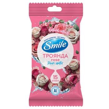 Серветки вологі Smile Троянда 15шт - купити, ціни на Таврія В - фото 1