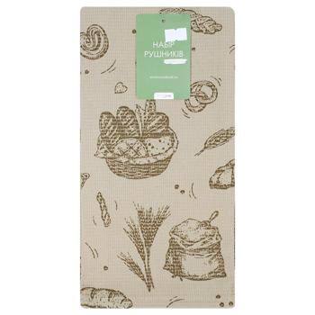 Home Line Rye bread with Borodinsky Kitchen Towels Set 45*60cm 2pcs - buy, prices for MegaMarket - photo 1