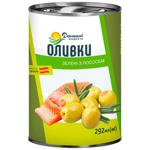 Оливки Домашние продукты зеленые фаршированные лососем 292мл