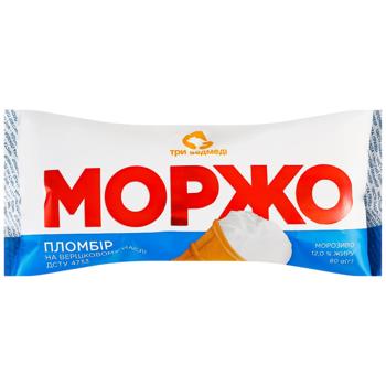 Морозиво Три Ведмеді Моржо пломбір у вафельному стаканчику 80г - купити, ціни на КОСМОС - фото 1