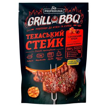 Приправа Pripravka Grill&BBQ Техасский стейк к мясу и курице с сычуанским перцем, чесноком и солодом 30г - купить, цены на Идеал - фото 1