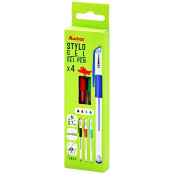 Auchan Set of Gel Pens 4 Colors 0.6mm 4pcs - buy, prices for Auchan - photo 1
