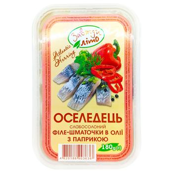 Сельдь Завжди літо филе-кусочки слабосоленая в масле с паприкой 180г - купить, цены на Чудо Маркет - фото 2