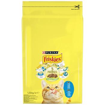 Корм сухой Friskies с лососем и овощами для кошек 1,5кг - купить, цены на MasterZoo - фото 1