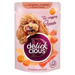 Delickcious Stripes Wet Food with Salmon and Carrots for Dogs 85g
