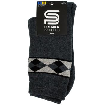 Шкарпетки Premier Socks чоловічі класичні махрові Орнамент р.25, 27, 29 темно-сірий
