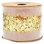Стрічка декоративна 6 3*270см колір льон із золотими паєтками 821-002 BONADI 1 шт