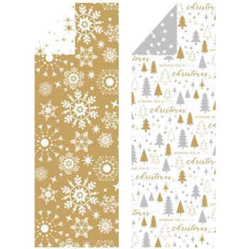 Бумага оберточная для подарков Auchan Рождественская двусторонняя 70см х 5м в ассортименте - купить, цены на Auchan - фото 1