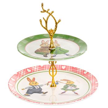 Блюдо двухъярусное Alba Ceramic Bunny 19см и 26см - купить, цены на МегаМаркет - фото 1