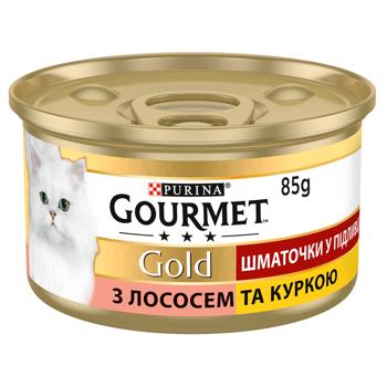 Корм влажный Gourmet Gold с лососем и курицей для кошек 85г - купить, цены на MasterZoo - фото 2