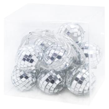 Mirror Balls Garland Electric 4cm 10 Bulbs Warm White Color