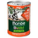 Корм вологий Monge Bwild Grain Free з індичкою, гарбузом та цукіні для собак всіх порід 400г