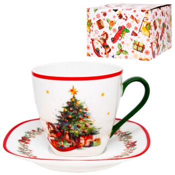 Bona Di Christmas Tree Cup with Saucer 220ml