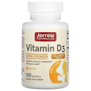 Вітамін Д3, Vitamin D3, Jarrow Formulas 2500 МО, 100 капсул