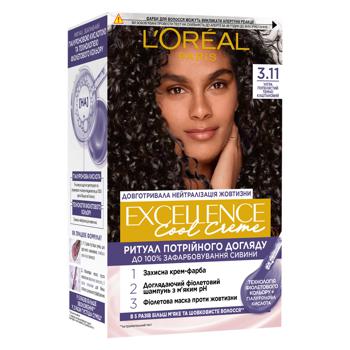 Фарба для волосся L'Oreal Paris Excellence Cool Creme 3.11 Ультра попелястий темно каштановий - купити, ціни на МегаМаркет - фото 1