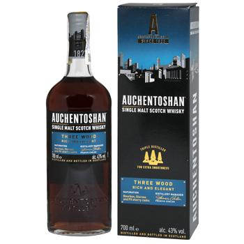 Віскі Auchentoshan Three Wood 8 років 43% 0,7л - купити, ціни на КОСМОС - фото 1