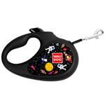Waudog R-leash Roulette Leash with Tape S Up to 15kg 5m Black with Nasa Design