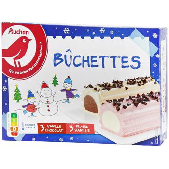 Десерт Auchan ванильно-шоколадный и клубнично-ванильный замороженный 352г