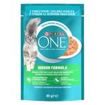 Корм влажный Purina One Indoor с тунцем и зеленой фасолью для кошек 85г