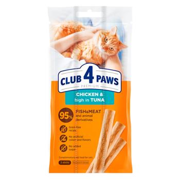 Лакомство для кошек Club 4 Paws Sticks палочки с курицей и тунцом 3шт*5г