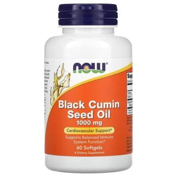 Масло из семян черного тмина, Black Cumin Seed Oil, Now Foods, 1000 мг, 60 гелевых капсул - купить, цены на - фото 1