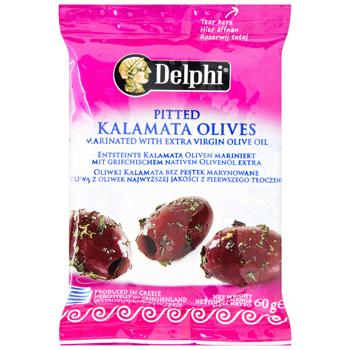 Delphi Kalamata Pitted Marinated Olives 60g