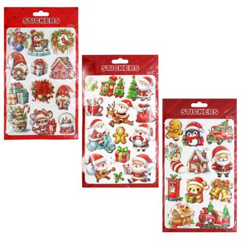 Наліпки новорічні 4 дизайна 14*25 см арт. 1035 5985 И868 - купити, ціни на КОСМОС - фото 1