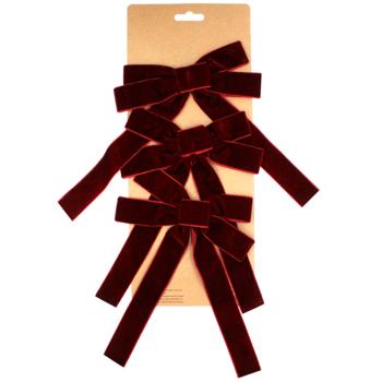 Набір оксамитових бантів Bona Di 3шт 15х24см бордовий