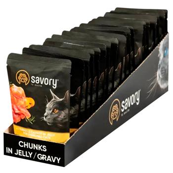 Корм вологий Savory з індичкою та морквою для стерилізованих котів 22шт х 85г - купити, ціни на MasterZoo - фото 1