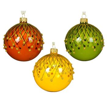 Decoris Gold Rhombus Christmas Tree Ball 8cm in assortment