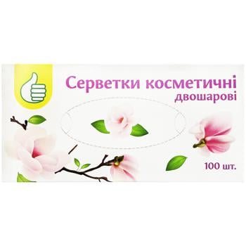 Салфетки Ашан косметические двухслойные 100шт - купить, цены на Auchan - фото 1