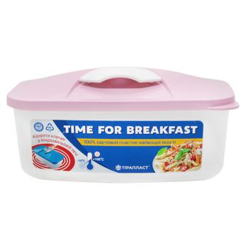 Tiraplast Time for Breakfast Powder Pink Food Container 500ml