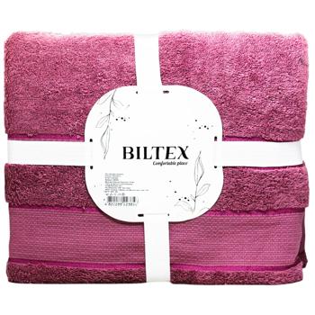 Простынь Biltex махровая сливовый 150х200см