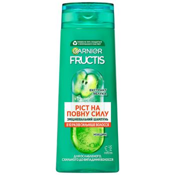 Шампунь Garnier Fructis Ріст на повну силу зміцнюючий для ослабленого волосся схильного до випадання 400мл - купити, ціни на Auchan - фото 1