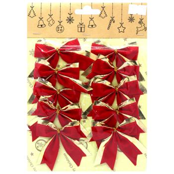 Бант декоративный Chomik текстиль красно-золотой 10шт 6см - купить, цены на ULTRAMARKET - фото 1