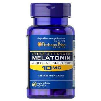 Мелатонін, Melatonin, Puritan's Pride, 10 мг, 60 капсул