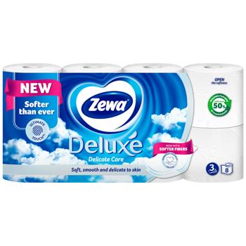 Zewa Deluxe Delicate Care White 3-ply Toilet Paper 8pcs - buy, prices for Supermarket "Kharkiv" - photo 1