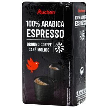 Кофе молотый Auchan Arabica Espresso 250г - купить, цены на - фото 1