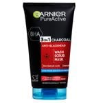 Garnier Pure Active 3in1 Wash, Scrub, Mask 150ml