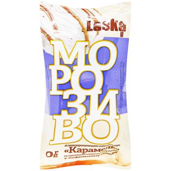 Laska Ice Cream with Confectionery Glaze Crumbs and Caramel Filling 70g