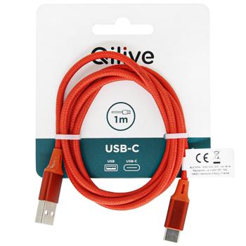 Qilive USB A/USB C Red Charging Cable 1m - buy, prices for Auchan - photo 1