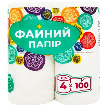 Туалетная бумага Файний двухслойный белый 100л 4шт - купить, цены на - фото 1